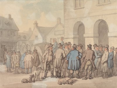 De markt, Brackley, Northamptonshire door Thomas Rowlandson